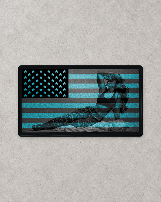 Lady Liberty Standard clothed patch on a pale textured background
