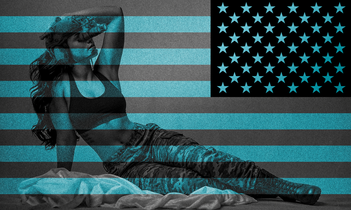 Lady Liberty BATTLE clothed original artwork, right-side stars