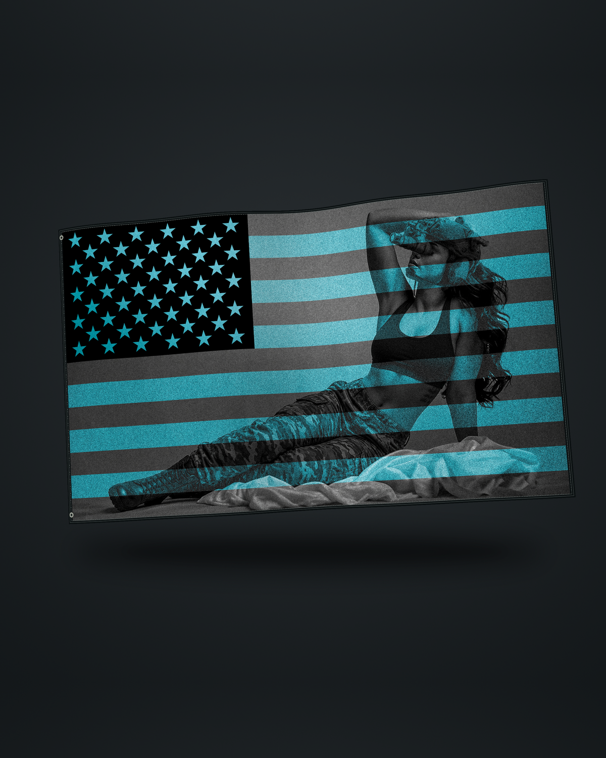 Lady Liberty STANDARD clothed 3x5 flag floating studio mockup