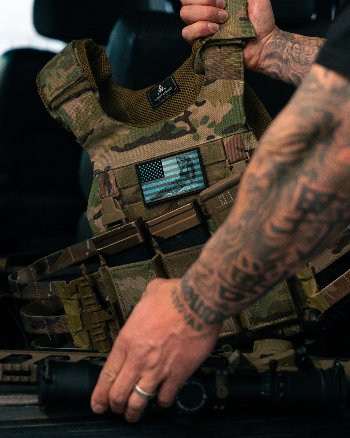 Lady Liberty STANDARD clothed patch mockup on tactical vest